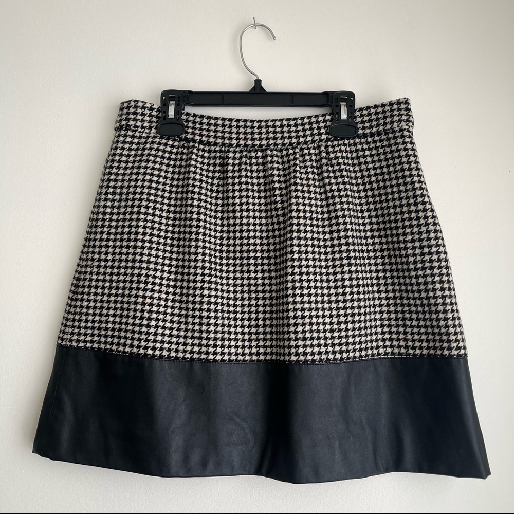 j crew skirt tweed houndstooth leather skirt